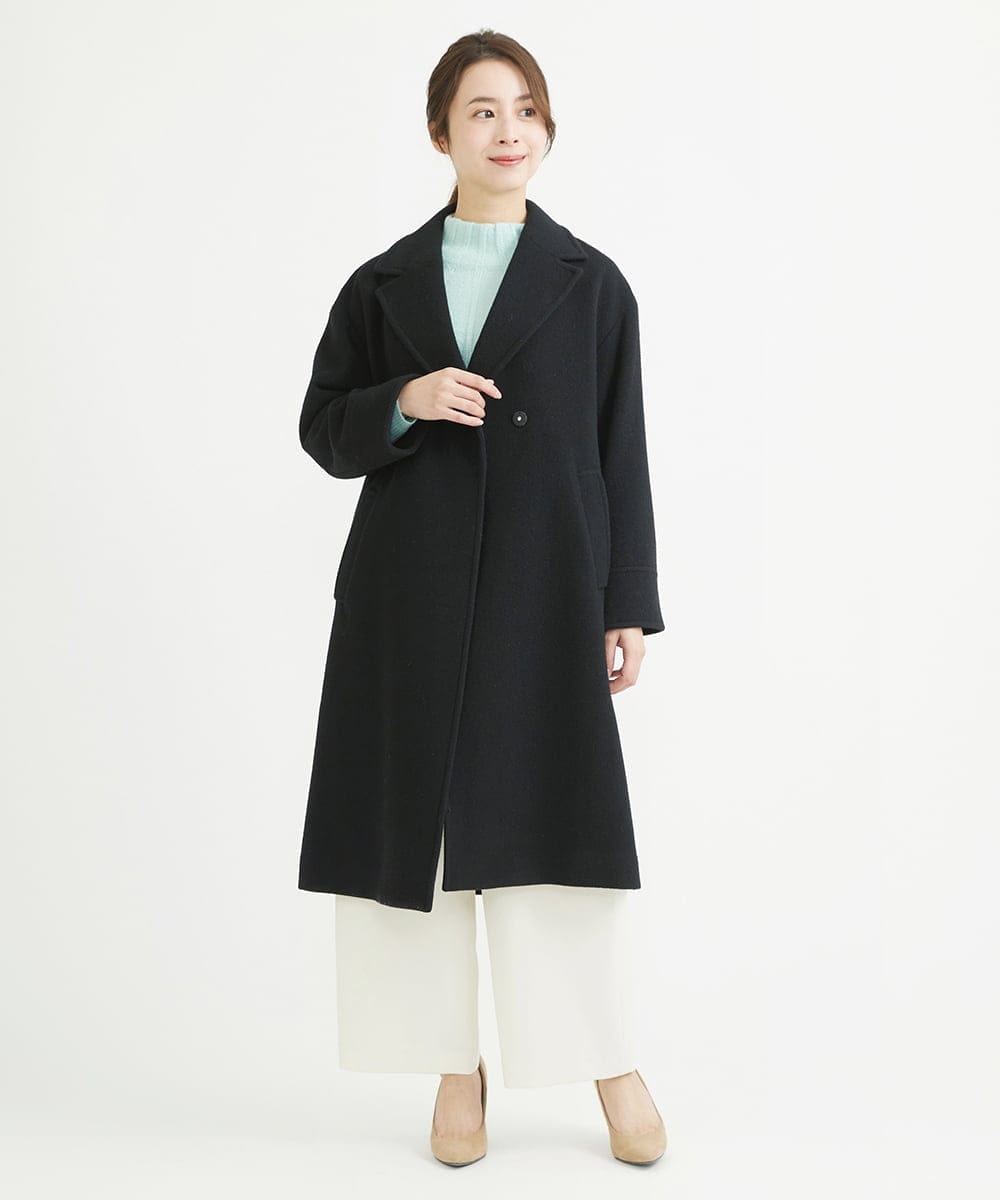 F1LAV50150 MK MICHEL KLEIN(小さいサイズ)(メゾン ドゥ サンク) 【小さいサイズ】ウール調ストレートワイドパンツ/洗える ホワイト