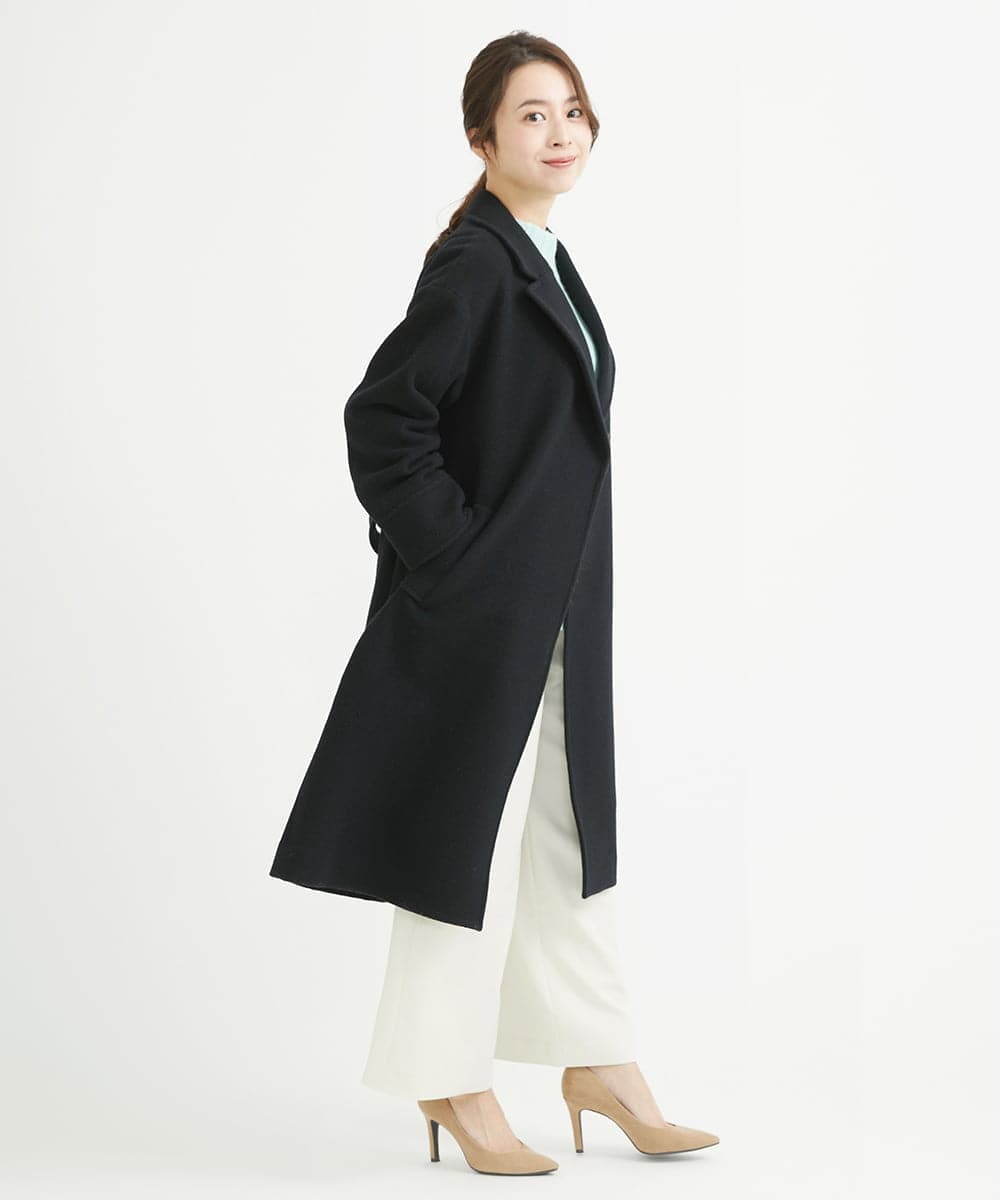 F1LAV50150 MK MICHEL KLEIN(小さいサイズ)(メゾン ドゥ サンク) 【小さいサイズ】ウール調ストレートワイドパンツ/洗える ホワイト