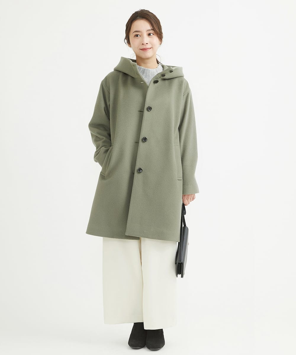 F1LAV50150 MK MICHEL KLEIN(小さいサイズ)(メゾン ドゥ サンク) 【小さいサイズ】ウール調ストレートワイドパンツ/洗える ホワイト