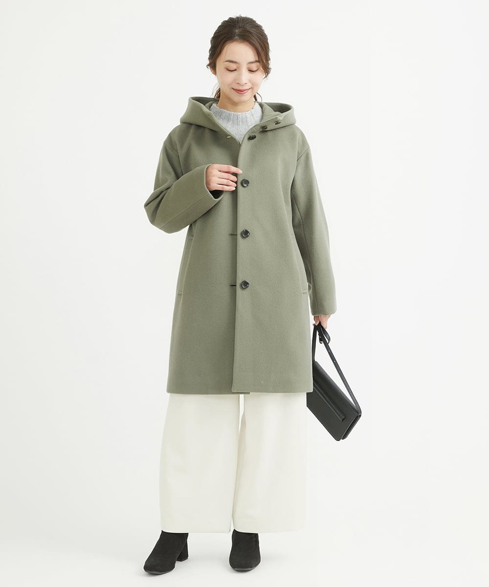 F1LAV50150 MK MICHEL KLEIN(小さいサイズ)(メゾン ドゥ サンク) 【小さいサイズ】ウール調ストレートワイドパンツ/洗える ホワイト