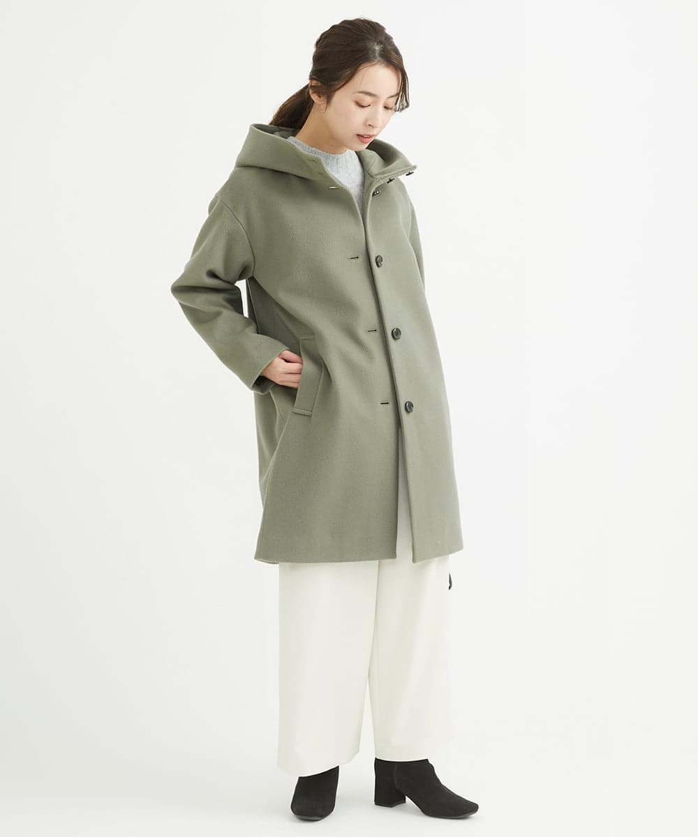 F1LAV50150 MK MICHEL KLEIN(小さいサイズ)(メゾン ドゥ サンク) 【小さいサイズ】ウール調ストレートワイドパンツ/洗える ホワイト