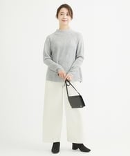 F1LAV50150 MK MICHEL KLEIN(小さいサイズ)(メゾン ドゥ サンク) 【小さいサイズ】ウール調ストレートワイドパンツ/洗える ホワイト
