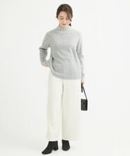 F1LAV50150 MK MICHEL KLEIN(小さいサイズ)(メゾン ドゥ サンク) 【小さいサイズ】ウール調ストレートワイドパンツ/洗える ホワイト