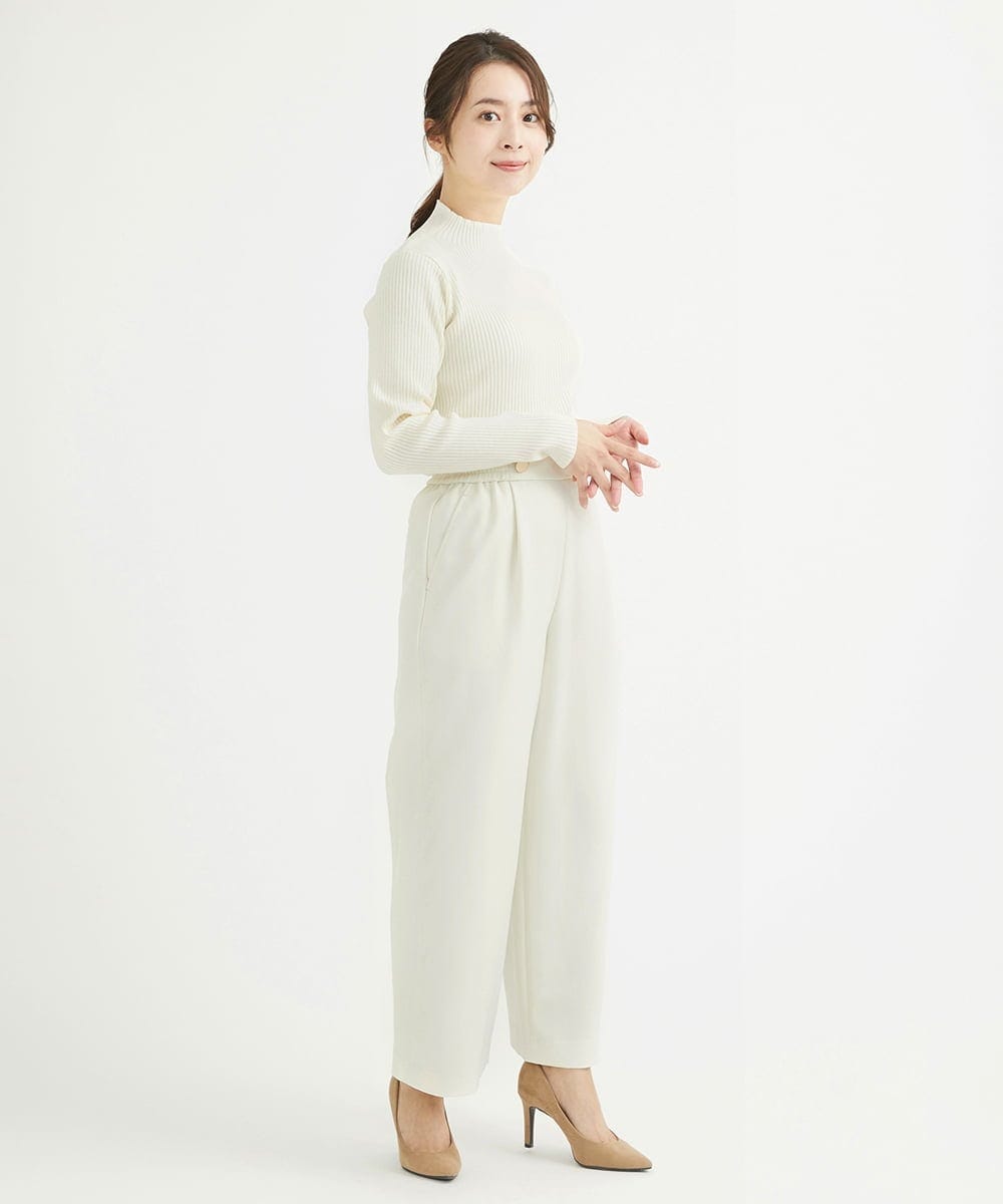 F1LAV50150 MK MICHEL KLEIN(小さいサイズ)(メゾン ドゥ サンク) 【小さいサイズ】ウール調ストレートワイドパンツ/洗える ホワイト