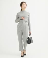 F1LAV56140 MK MICHEL KLEIN(小さいサイズ)(メゾン ドゥ サンク) 【小さいサイズ】ツイード調両面起毛テーパードパンツ/洗える ライトグレー