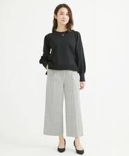 F1LAV58160 MK MICHEL KLEIN(小さいサイズ)(メゾン ドゥ サンク) 【小さいサイズ】ツイード調両面起毛ワイドパンツ/洗える ライトグレー