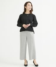 F1LAV58160 MK MICHEL KLEIN(小さいサイズ)(メゾン ドゥ サンク) 【小さいサイズ】ツイード調両面起毛ワイドパンツ/洗える ライトグレー