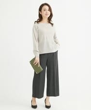 F1LAV58160 MK MICHEL KLEIN(小さいサイズ)(メゾン ドゥ サンク) 【小さいサイズ】ツイード調両面起毛ワイドパンツ/洗える ライトグレー