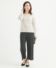F1LAV58160 MK MICHEL KLEIN(小さいサイズ)(メゾン ドゥ サンク) 【小さいサイズ】ツイード調両面起毛ワイドパンツ/洗える ライトグレー