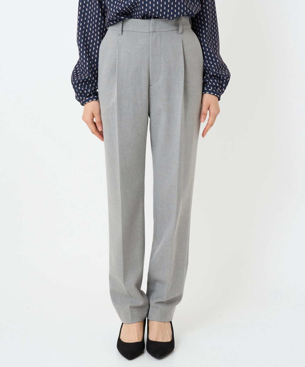 F1LBD56150 MK MICHEL KLEIN(小さいサイズ)(メゾン ドゥ サンク) 【小さいサイズ】ツイード調両面起毛テーパードパンツ/洗える ライトグレー