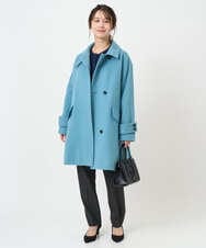 F1LBD56150 MK MICHEL KLEIN(小さいサイズ)(メゾン ドゥ サンク) 【小さいサイズ】ツイード調両面起毛テーパードパンツ/洗える ライトグレー