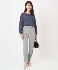 F1LBD56150 MK MICHEL KLEIN(小さいサイズ)(メゾン ドゥ サンク) 【小さいサイズ】ツイード調両面起毛テーパードパンツ/洗える ライトグレー