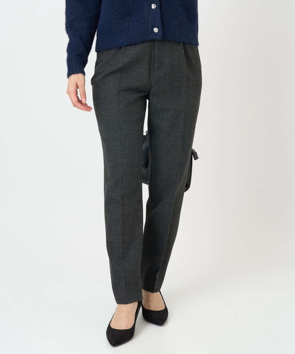 F1LBD56150 MK MICHEL KLEIN(小さいサイズ)(メゾン ドゥ サンク) 【小さいサイズ】ツイード調両面起毛テーパードパンツ/洗える ライトグレー