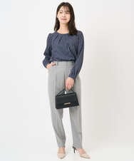 F1LBD56150 MK MICHEL KLEIN(小さいサイズ)(メゾン ドゥ サンク) 【小さいサイズ】ツイード調両面起毛テーパードパンツ/洗える ライトグレー