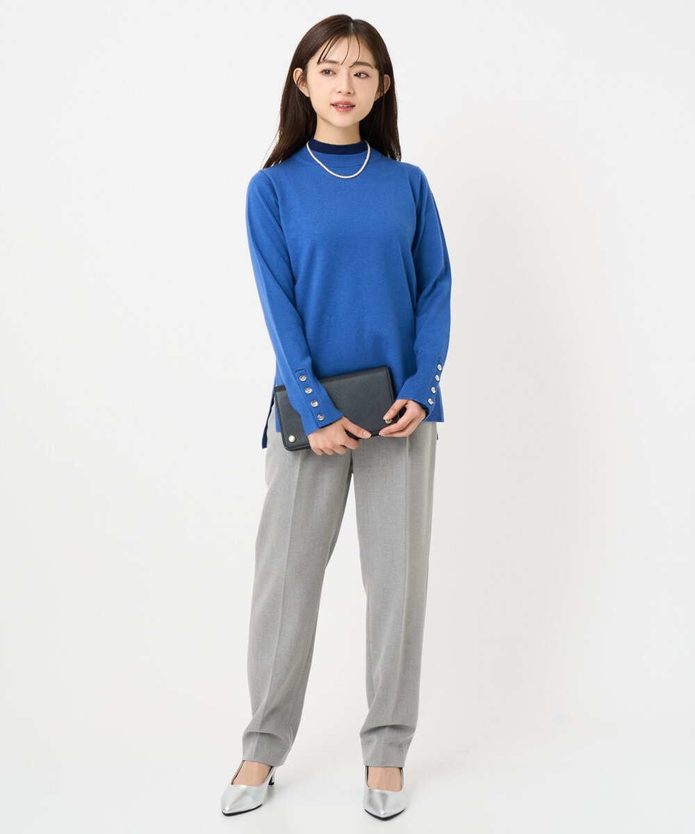 F1LBD56150 MK MICHEL KLEIN(小さいサイズ)(メゾン ドゥ サンク) 【小さいサイズ】ツイード調両面起毛テーパードパンツ/洗える ライトグレー