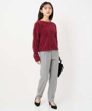 F1LBD56150 MK MICHEL KLEIN(小さいサイズ)(メゾン ドゥ サンク) 【小さいサイズ】ツイード調両面起毛テーパードパンツ/洗える ライトグレー