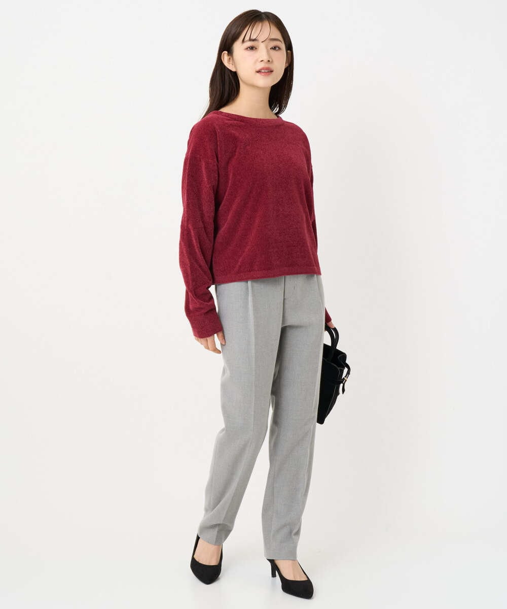 F1LBD56150 MK MICHEL KLEIN(小さいサイズ)(メゾン ドゥ サンク) 【小さいサイズ】ツイード調両面起毛テーパードパンツ/洗える ライトグレー