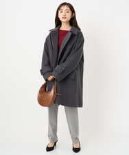 F1LBD56150 MK MICHEL KLEIN(小さいサイズ)(メゾン ドゥ サンク) 【小さいサイズ】ツイード調両面起毛テーパードパンツ/洗える ライトグレー