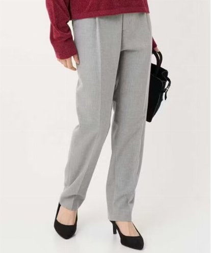 F1LBD56150 MK MICHEL KLEIN(小さいサイズ) 【小さいサイズ】ツイード調両面起毛テーパードパンツ/洗える