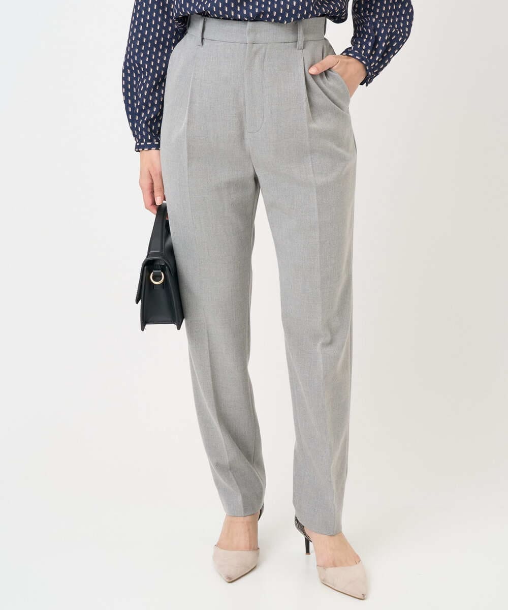 F1LBD56150 MK MICHEL KLEIN(小さいサイズ)(メゾン ドゥ サンク) 【小さいサイズ】ツイード調両面起毛テーパードパンツ/洗える ライトグレー