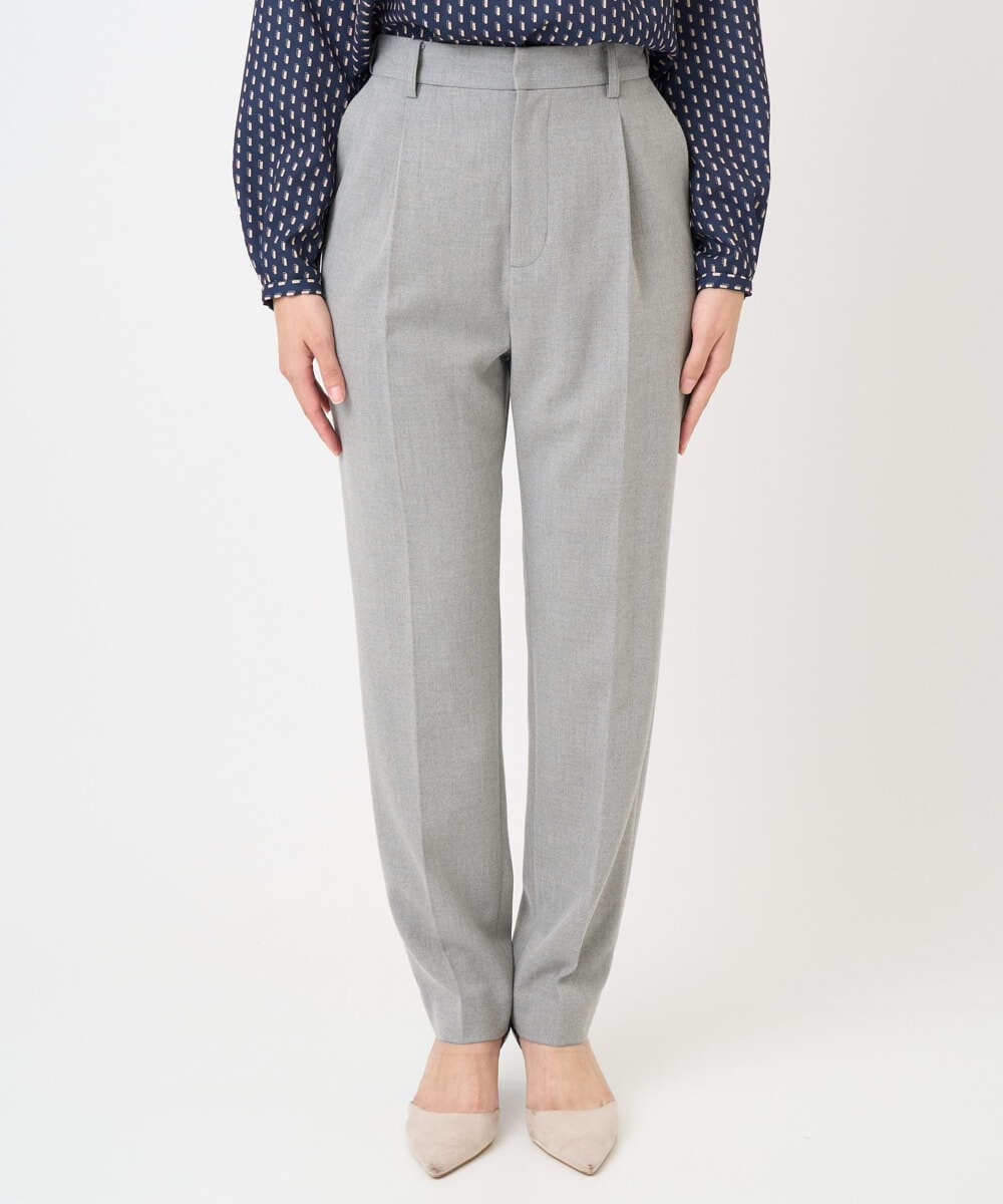 F1LBD56150 MK MICHEL KLEIN(小さいサイズ)(メゾン ドゥ サンク) 【小さいサイズ】ツイード調両面起毛テーパードパンツ/洗える ライトグレー