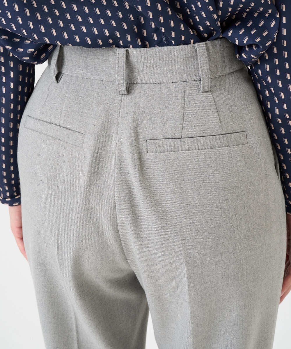 F1LBD56150 MK MICHEL KLEIN(小さいサイズ)(メゾン ドゥ サンク) 【小さいサイズ】ツイード調両面起毛テーパードパンツ/洗える ライトグレー