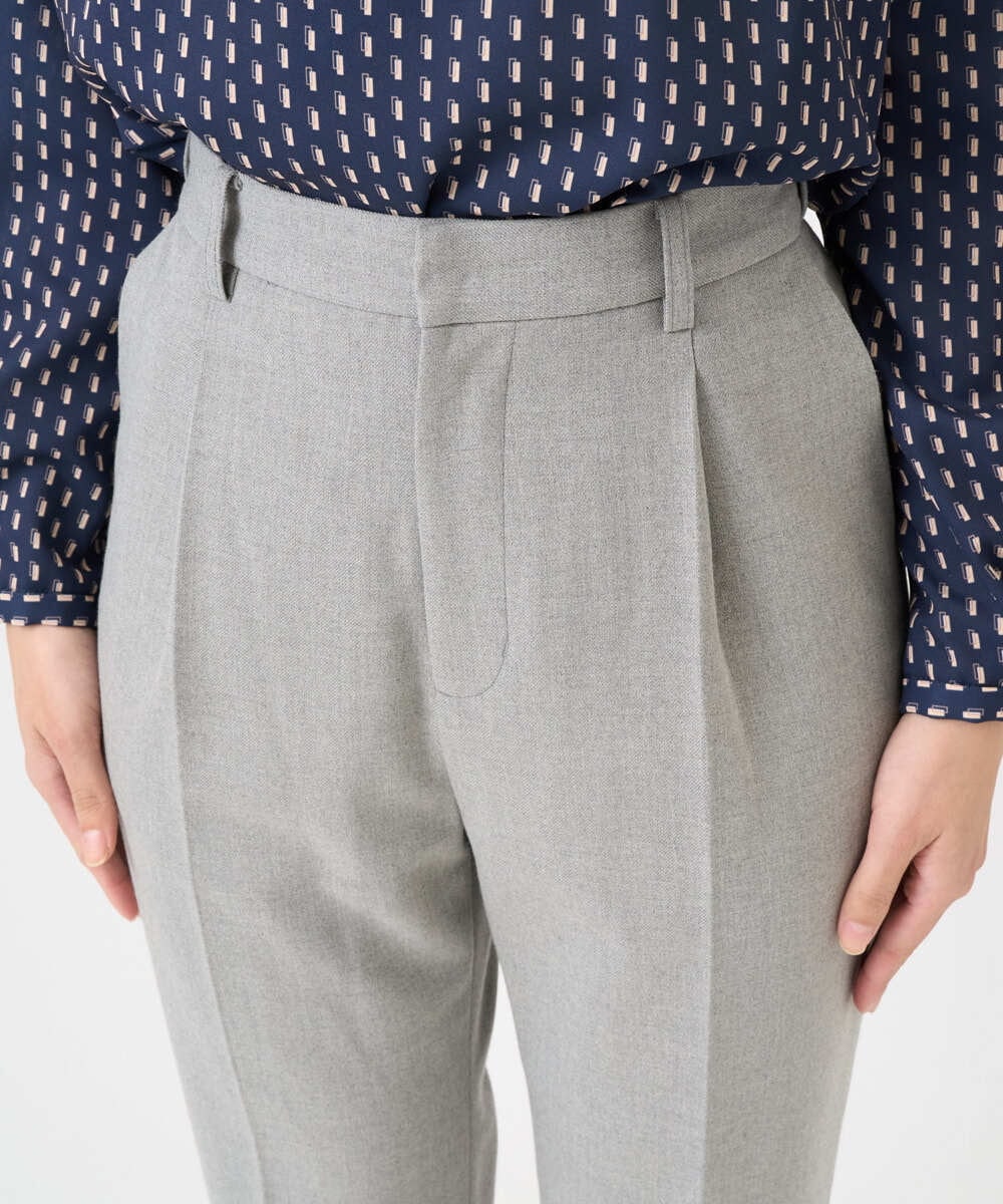 F1LBD56150 MK MICHEL KLEIN(小さいサイズ)(メゾン ドゥ サンク) 【小さいサイズ】ツイード調両面起毛テーパードパンツ/洗える ライトグレー