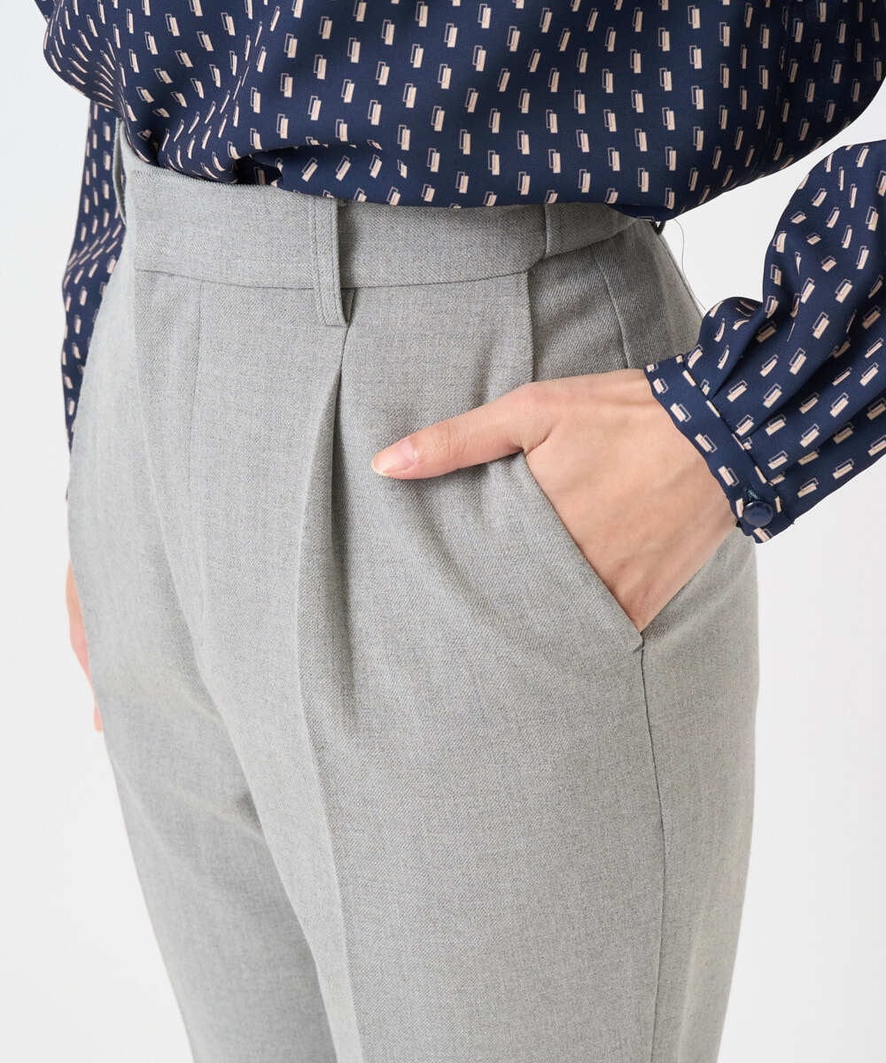 F1LBD56150 MK MICHEL KLEIN(小さいサイズ)(メゾン ドゥ サンク) 【小さいサイズ】ツイード調両面起毛テーパードパンツ/洗える ライトグレー