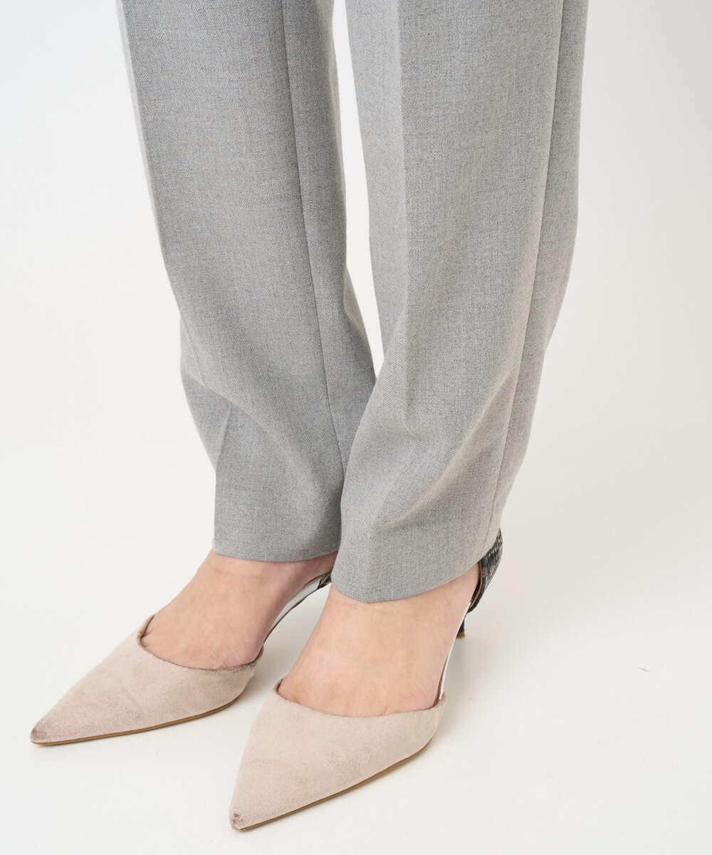 F1LBD56150 MK MICHEL KLEIN(小さいサイズ)(メゾン ドゥ サンク) 【小さいサイズ】ツイード調両面起毛テーパードパンツ/洗える ライトグレー