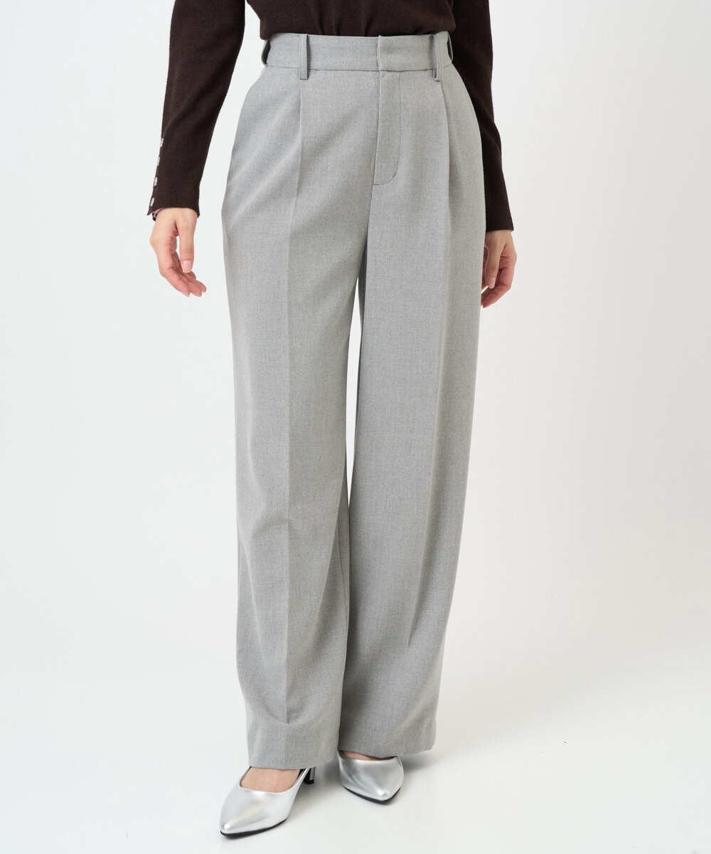 F1LBD58160 MK MICHEL KLEIN(小さいサイズ)(メゾン ドゥ サンク) 【小さいサイズ】ツイード調両面起毛ワイドパンツ/洗える ライトグレー