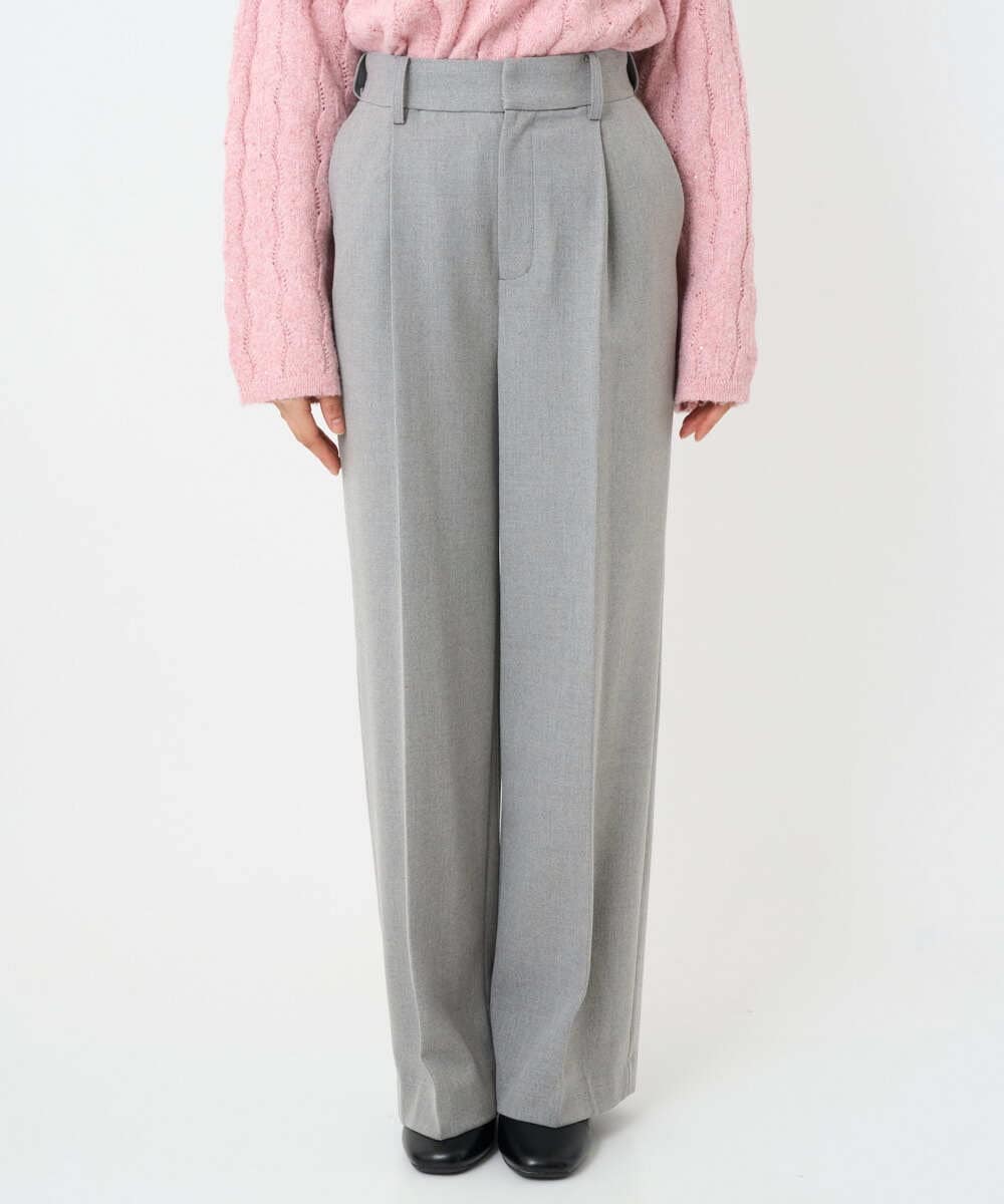 F1LBD58160 MK MICHEL KLEIN(小さいサイズ)(メゾン ドゥ サンク) 【小さいサイズ】ツイード調両面起毛ワイドパンツ/洗える ライトグレー