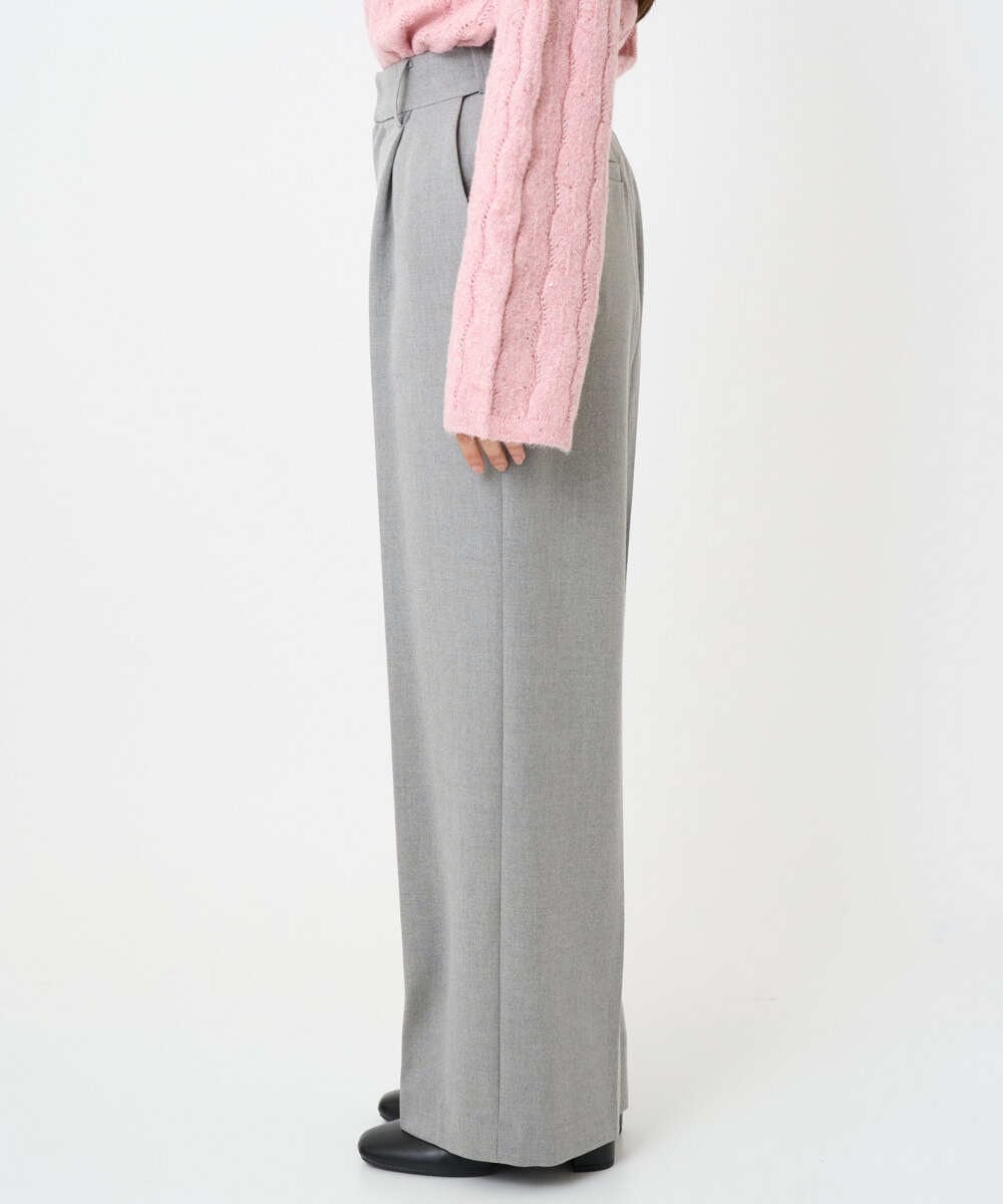 F1LBD58160 MK MICHEL KLEIN(小さいサイズ)(メゾン ドゥ サンク) 【小さいサイズ】ツイード調両面起毛ワイドパンツ/洗える ライトグレー