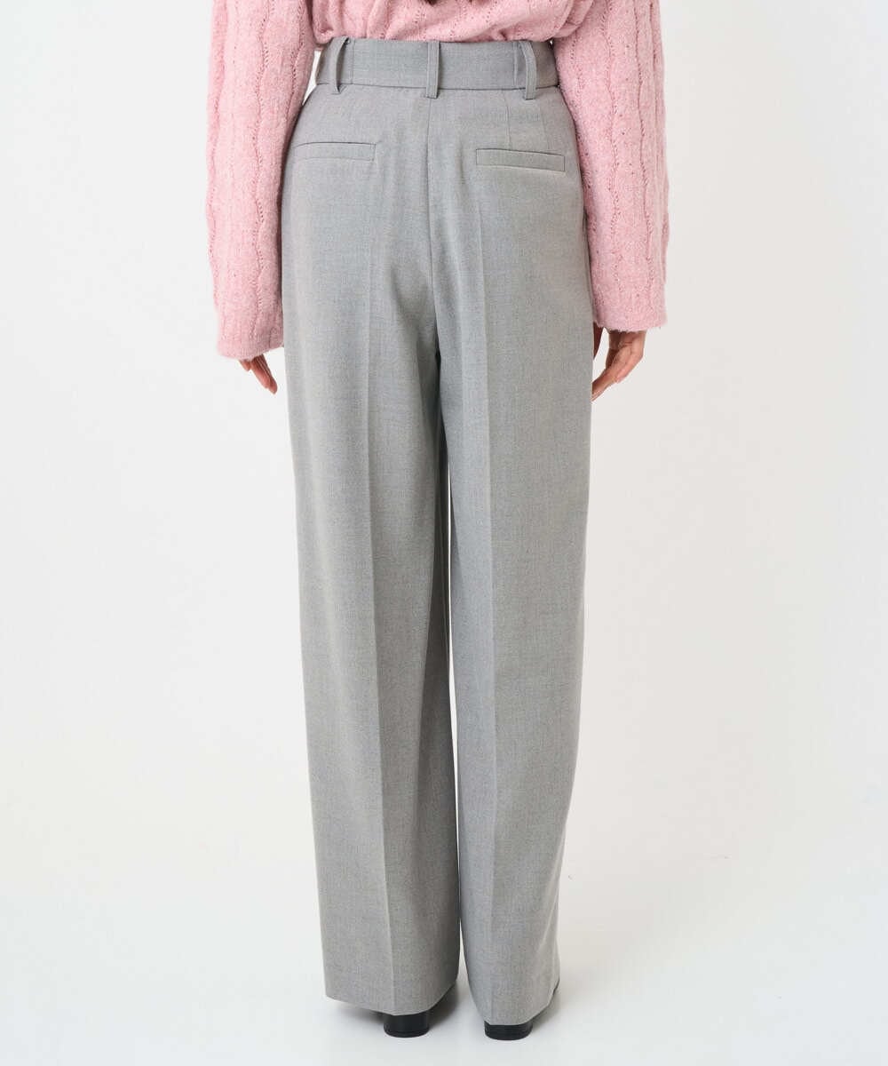 F1LBD58160 MK MICHEL KLEIN(小さいサイズ)(メゾン ドゥ サンク) 【小さいサイズ】ツイード調両面起毛ワイドパンツ/洗える ライトグレー