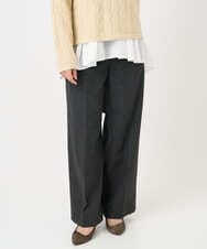 F1LBD58160 MK MICHEL KLEIN(小さいサイズ)(メゾン ドゥ サンク) 【小さいサイズ】ツイード調両面起毛ワイドパンツ/洗える ライトグレー