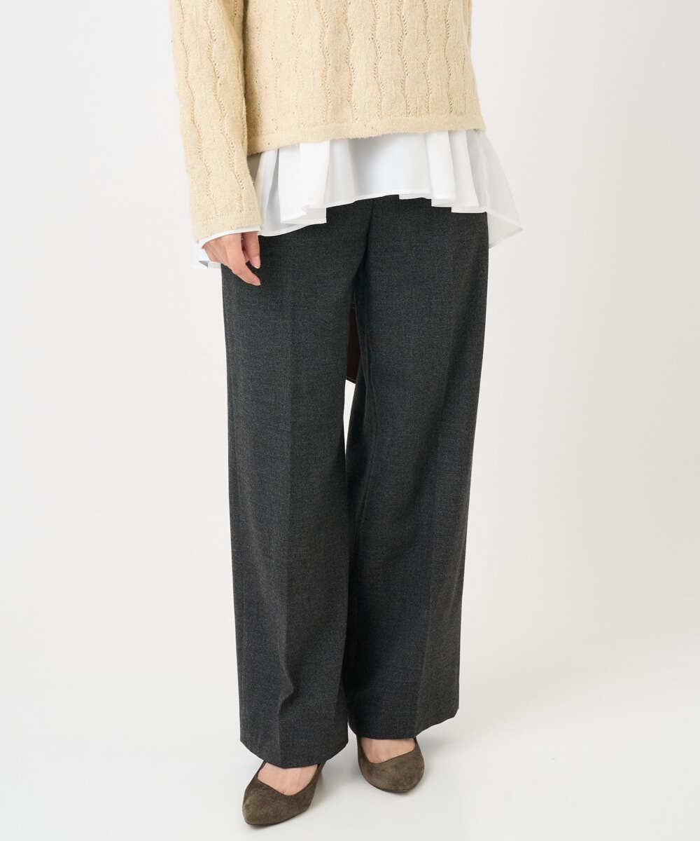 F1LBD58160 MK MICHEL KLEIN(小さいサイズ)(メゾン ドゥ サンク) 【小さいサイズ】ツイード調両面起毛ワイドパンツ/洗える ライトグレー