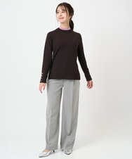 F1LBD58160 MK MICHEL KLEIN(小さいサイズ)(メゾン ドゥ サンク) 【小さいサイズ】ツイード調両面起毛ワイドパンツ/洗える ライトグレー