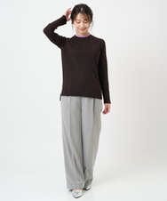 F1LBD58160 MK MICHEL KLEIN(小さいサイズ)(メゾン ドゥ サンク) 【小さいサイズ】ツイード調両面起毛ワイドパンツ/洗える ライトグレー