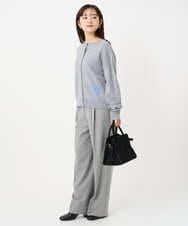 F1LBD58160 MK MICHEL KLEIN(小さいサイズ)(メゾン ドゥ サンク) 【小さいサイズ】ツイード調両面起毛ワイドパンツ/洗える ライトグレー