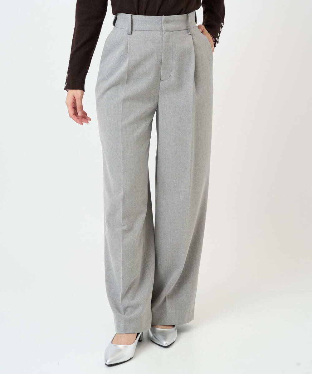 F1LBD58160 MK MICHEL KLEIN(小さいサイズ)(メゾン ドゥ サンク) 【小さいサイズ】ツイード調両面起毛ワイドパンツ/洗える ライトグレー