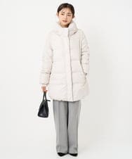 F1LBD58160 MK MICHEL KLEIN(小さいサイズ)(メゾン ドゥ サンク) 【小さいサイズ】ツイード調両面起毛ワイドパンツ/洗える ライトグレー