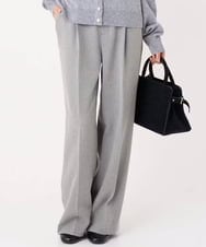 F1LBD58160 MK MICHEL KLEIN(小さいサイズ)(メゾン ドゥ サンク) 【小さいサイズ】ツイード調両面起毛ワイドパンツ/洗える ライトグレー