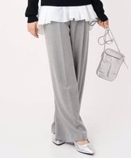 F1LBD58160 MK MICHEL KLEIN(小さいサイズ)(メゾン ドゥ サンク) 【小さいサイズ】ツイード調両面起毛ワイドパンツ/洗える ライトグレー