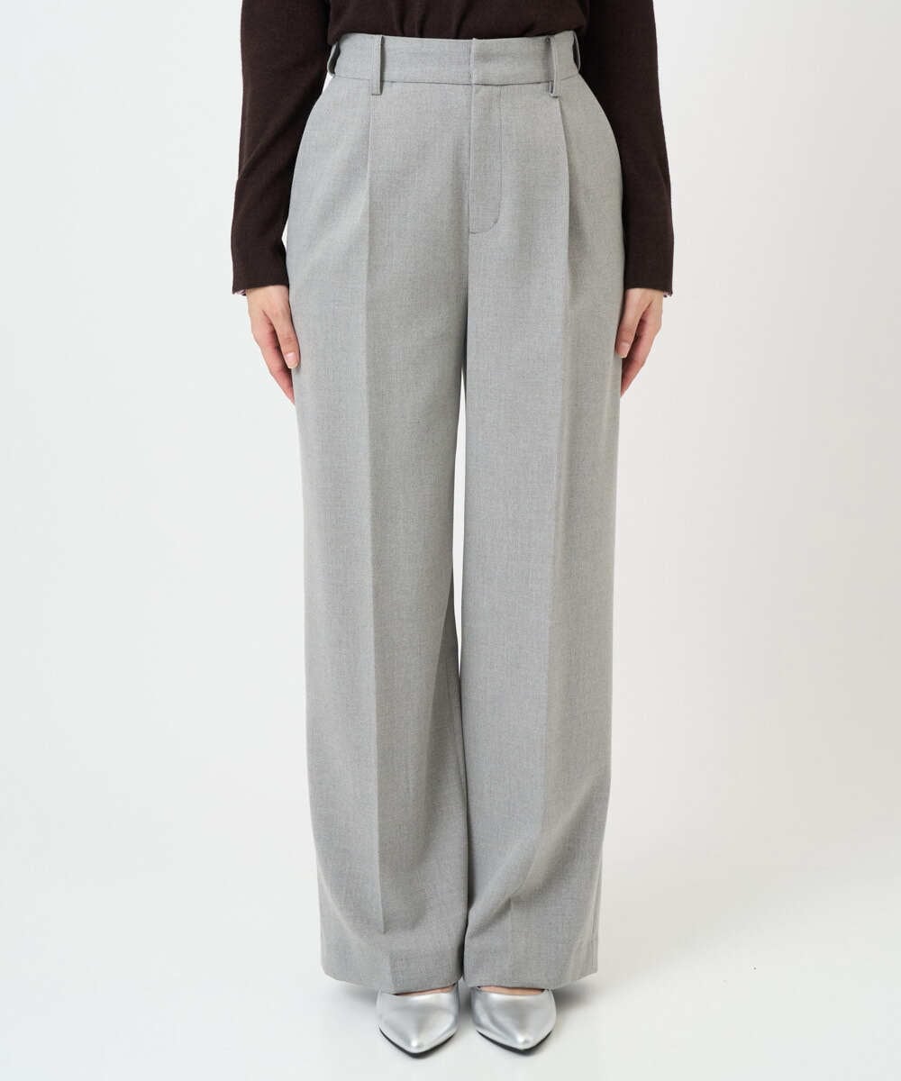 F1LBD58160 MK MICHEL KLEIN(小さいサイズ)(メゾン ドゥ サンク) 【小さいサイズ】ツイード調両面起毛ワイドパンツ/洗える ライトグレー