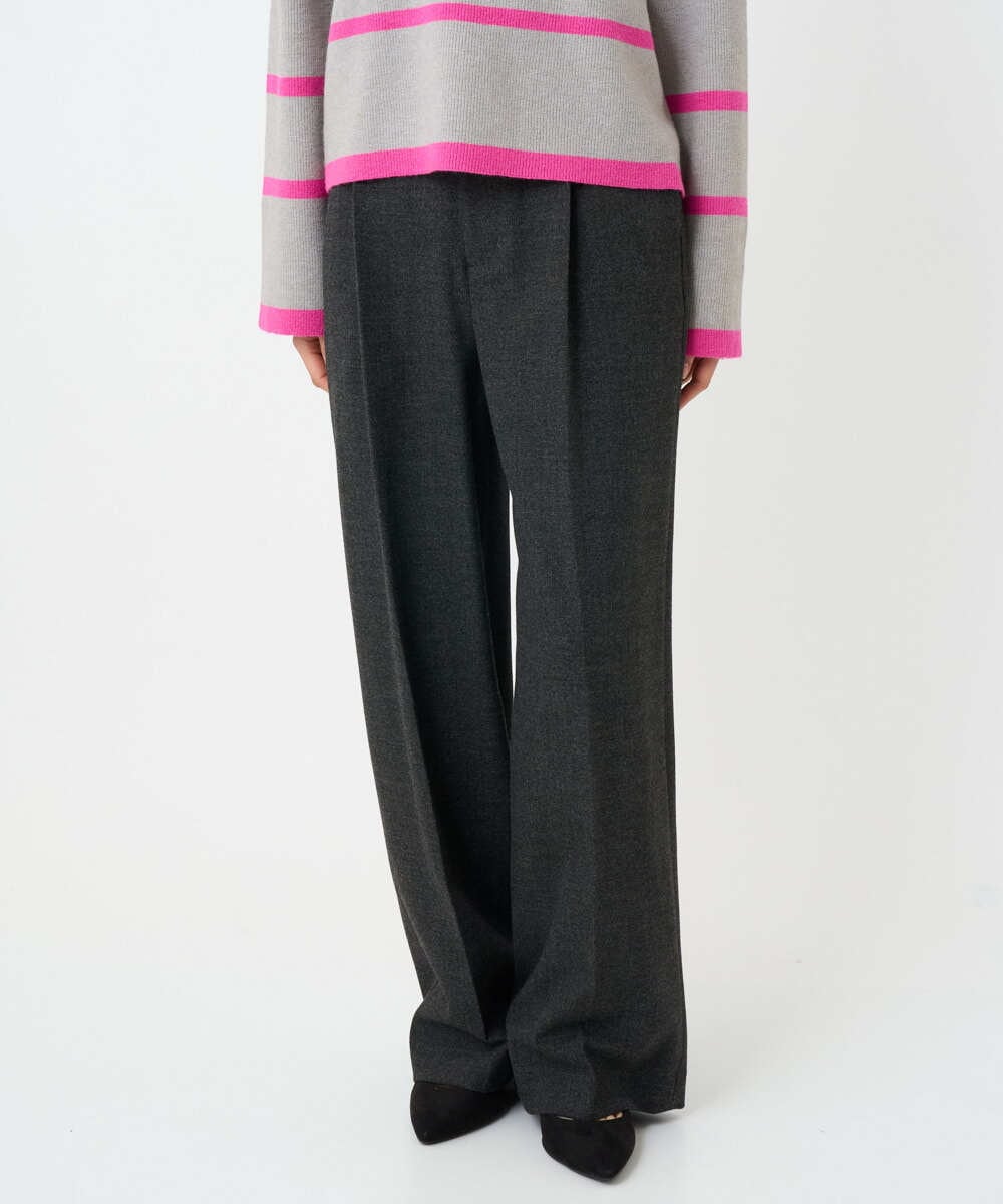 F1LBD58160 MK MICHEL KLEIN(小さいサイズ)(メゾン ドゥ サンク) 【小さいサイズ】ツイード調両面起毛ワイドパンツ/洗える ライトグレー