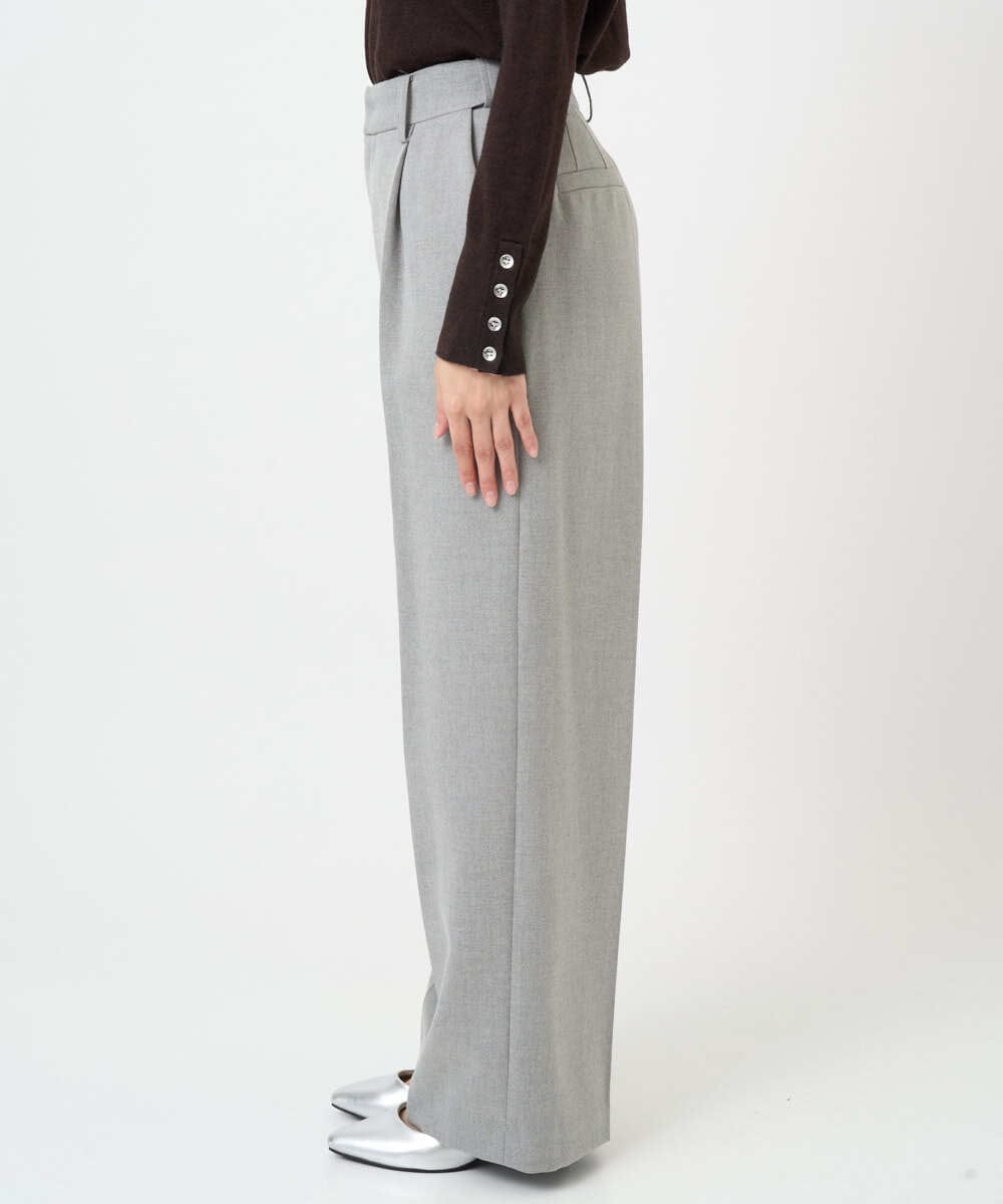 F1LBD58160 MK MICHEL KLEIN(小さいサイズ)(メゾン ドゥ サンク) 【小さいサイズ】ツイード調両面起毛ワイドパンツ/洗える ライトグレー