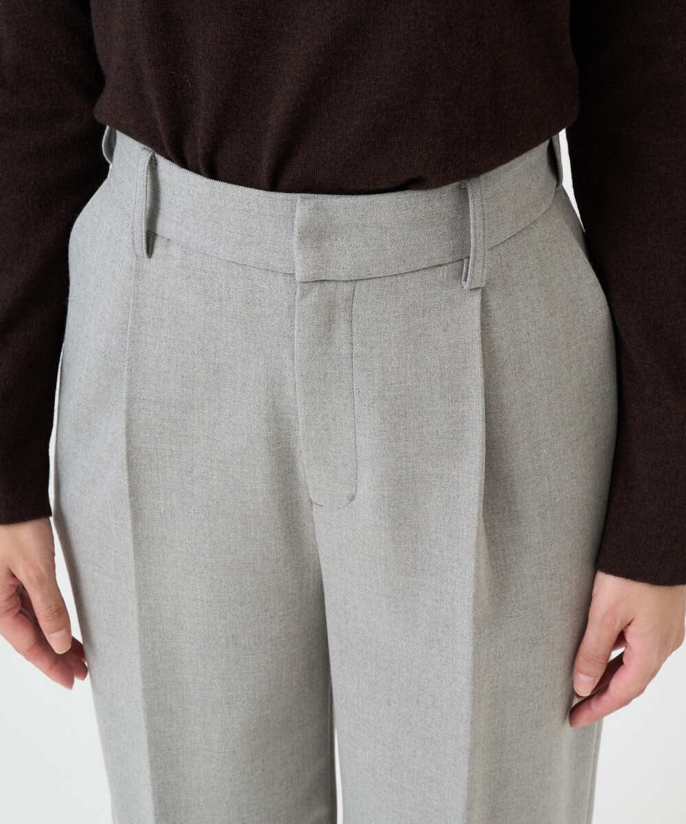 F1LBD58160 MK MICHEL KLEIN(小さいサイズ)(メゾン ドゥ サンク) 【小さいサイズ】ツイード調両面起毛ワイドパンツ/洗える ライトグレー