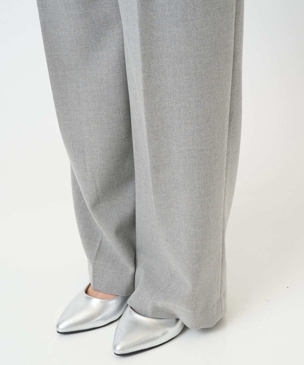 F1LBD58160 MK MICHEL KLEIN(小さいサイズ)(メゾン ドゥ サンク) 【小さいサイズ】ツイード調両面起毛ワイドパンツ/洗える ライトグレー