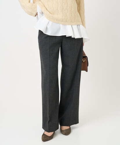 F1LBD58160 MK MICHEL KLEIN(小さいサイズ) 【小さいサイズ】ツイード調両面起毛ワイドパンツ/洗える