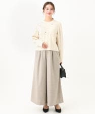 F1LDA60170 MK MICHEL KLEIN(小さいサイズ)(メゾン ドゥ サンク) 【小さいサイズ】2タック ツイードワイドパンツ/洗える ダークグレー