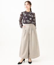 F1LDA60170 MK MICHEL KLEIN(小さいサイズ)(メゾン ドゥ サンク) 【小さいサイズ】2タック ツイードワイドパンツ/洗える ダークグレー